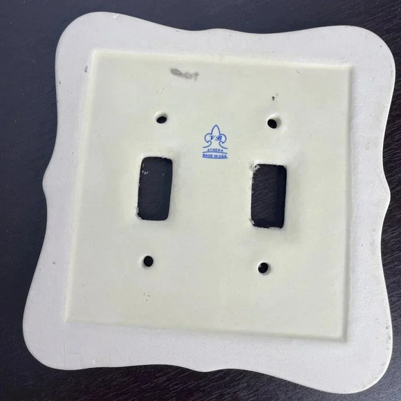 Lot VB Athena Vintage Porcelain Double Light Switch Cover Plate, Outlet, Single - Picture 6 of 7